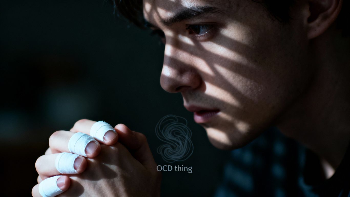 Person's hands clasped tightly, showing internal struggle.