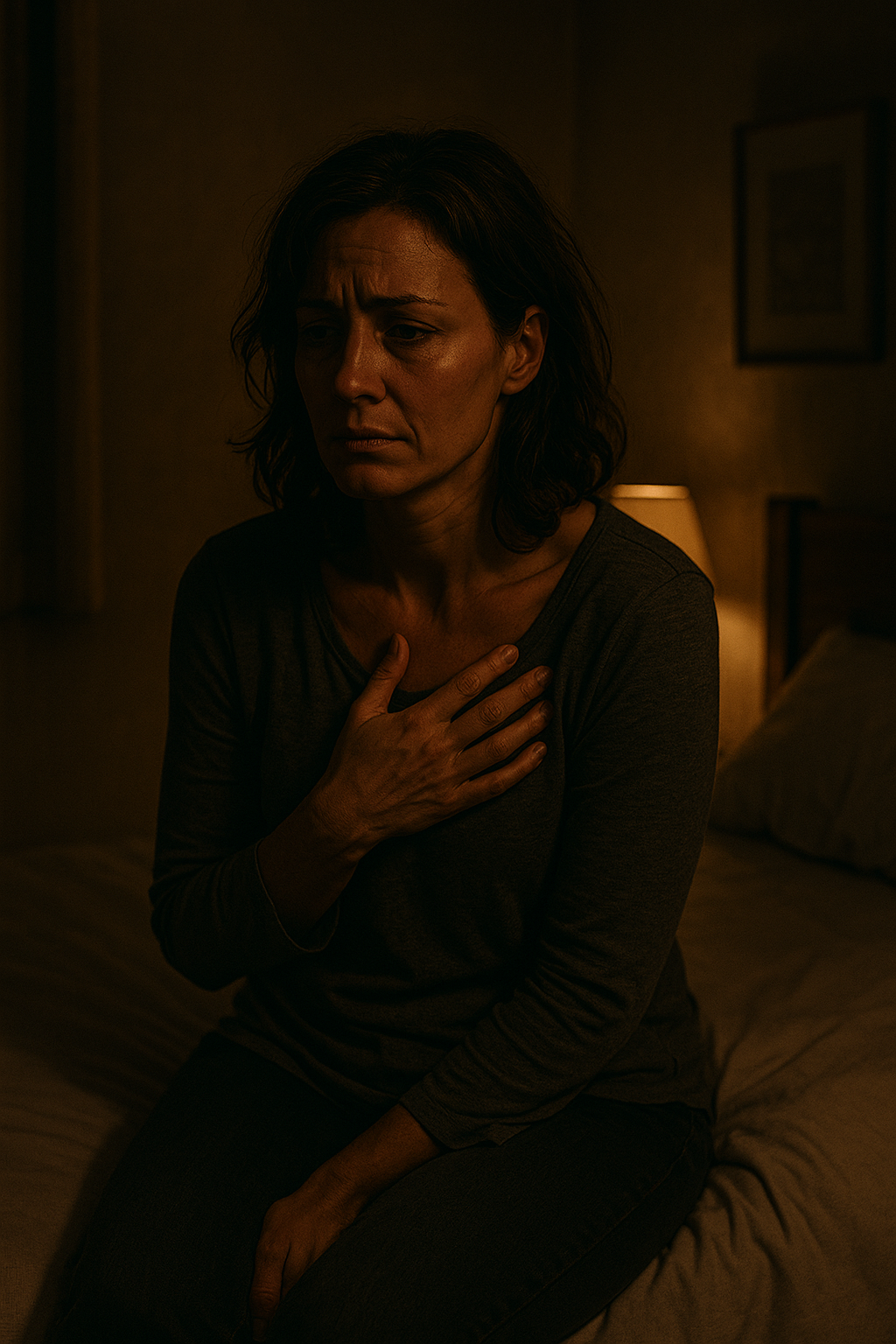 Woman Experiencing Complex Anxiety and Emotional Burnout A woman sits alone looking overwhelmed, representing the emotional weight of complex anxiety and unresolved trauma.