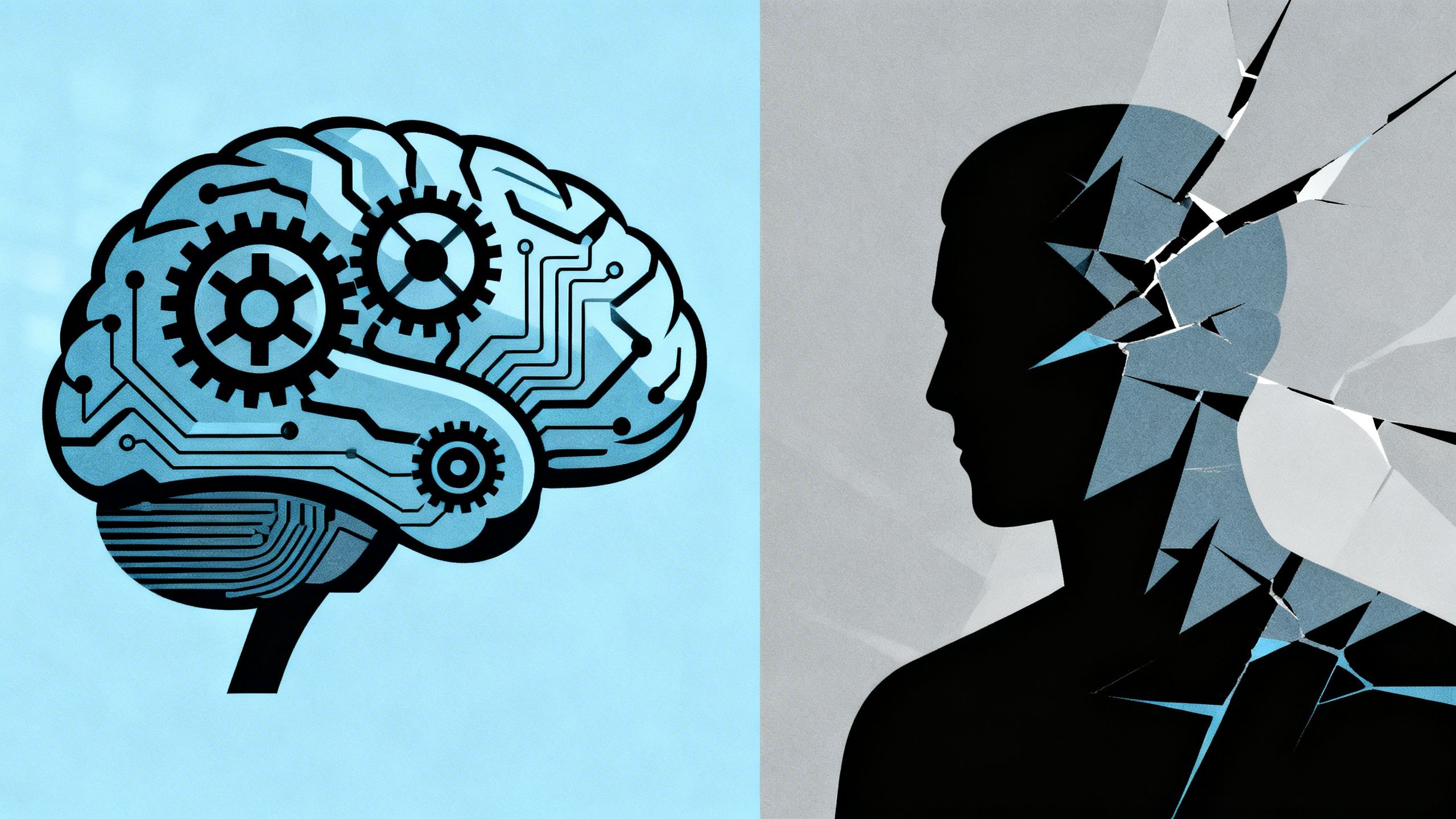 Brain and fractured silhouette representing clinical diagnosis vs colloquial terms