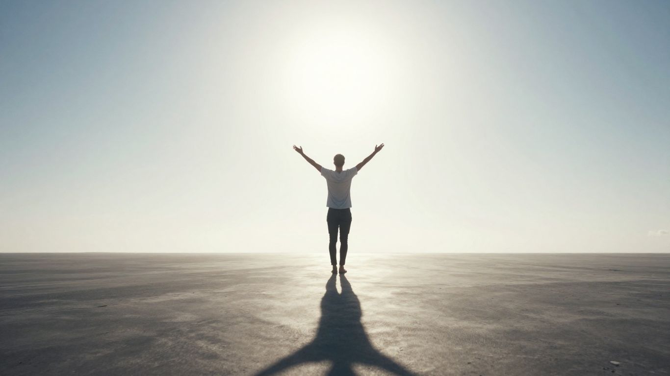 Person looking towards a hopeful horizon Person looking towards a hopeful horizon