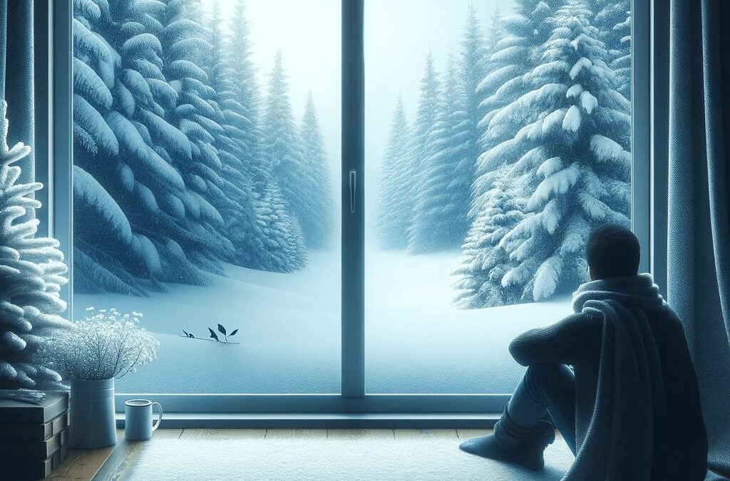 A-serene-and-calming-winter-landscape-depicting-a-person-sitting-cozily-indoors-by-a-window-looking-out-at-the-snow-covered-trees-reflecting-a-mood