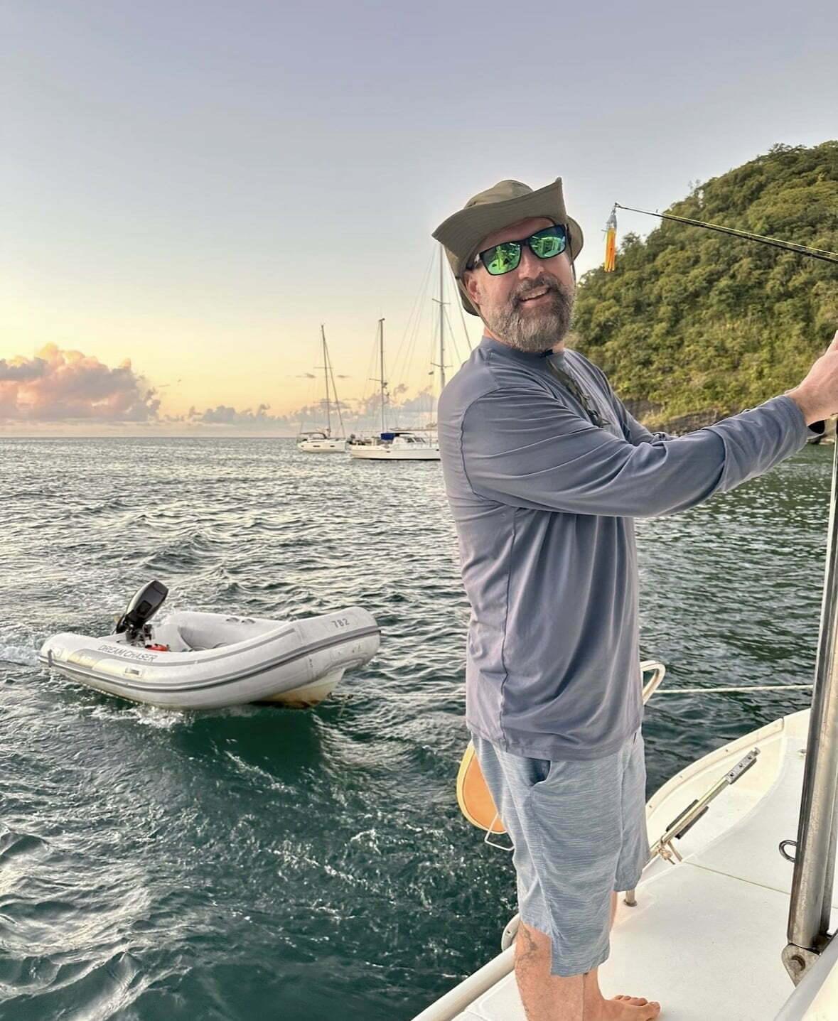 Ryan Light on a Boat