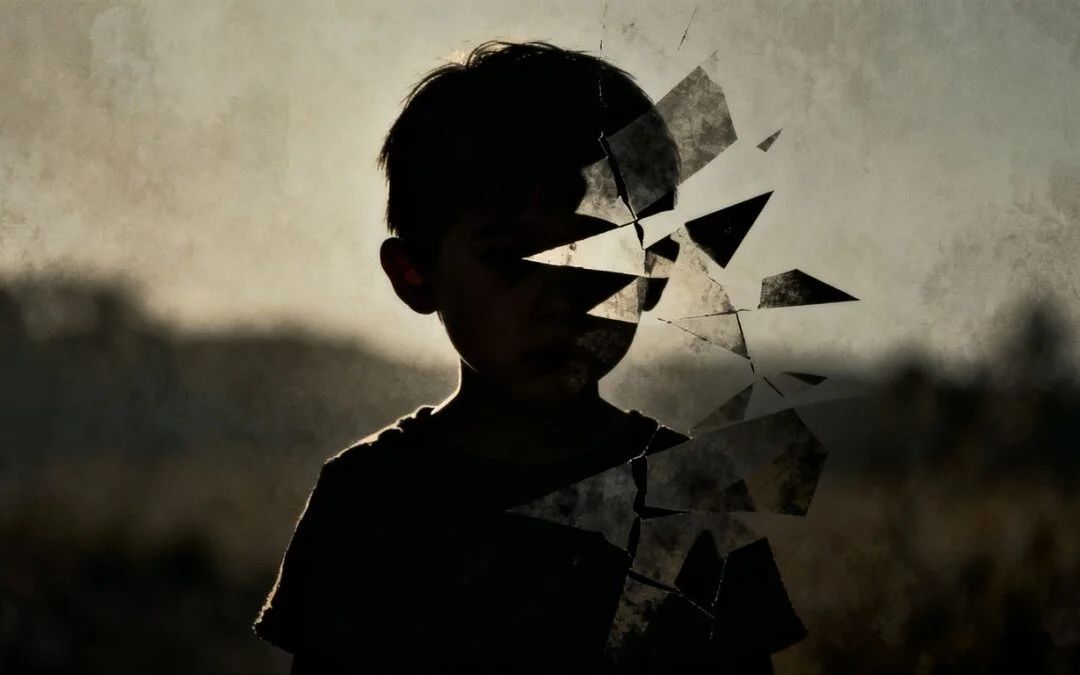 Child silhouette with shadowy, distorted shapes.
